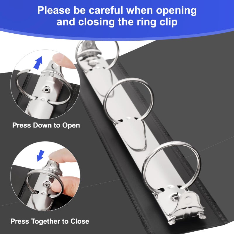 COMIX Sturdy 3 Ring Binder 1 inch with Clear View Cover, 1" Round Ring View Binder, PVC-Free, 2.4mm-Thick, 200 Sheets Capacity of US Letter Size Paper, Office ï¼† School Supplies, 8 Pack (Black) - Image 2